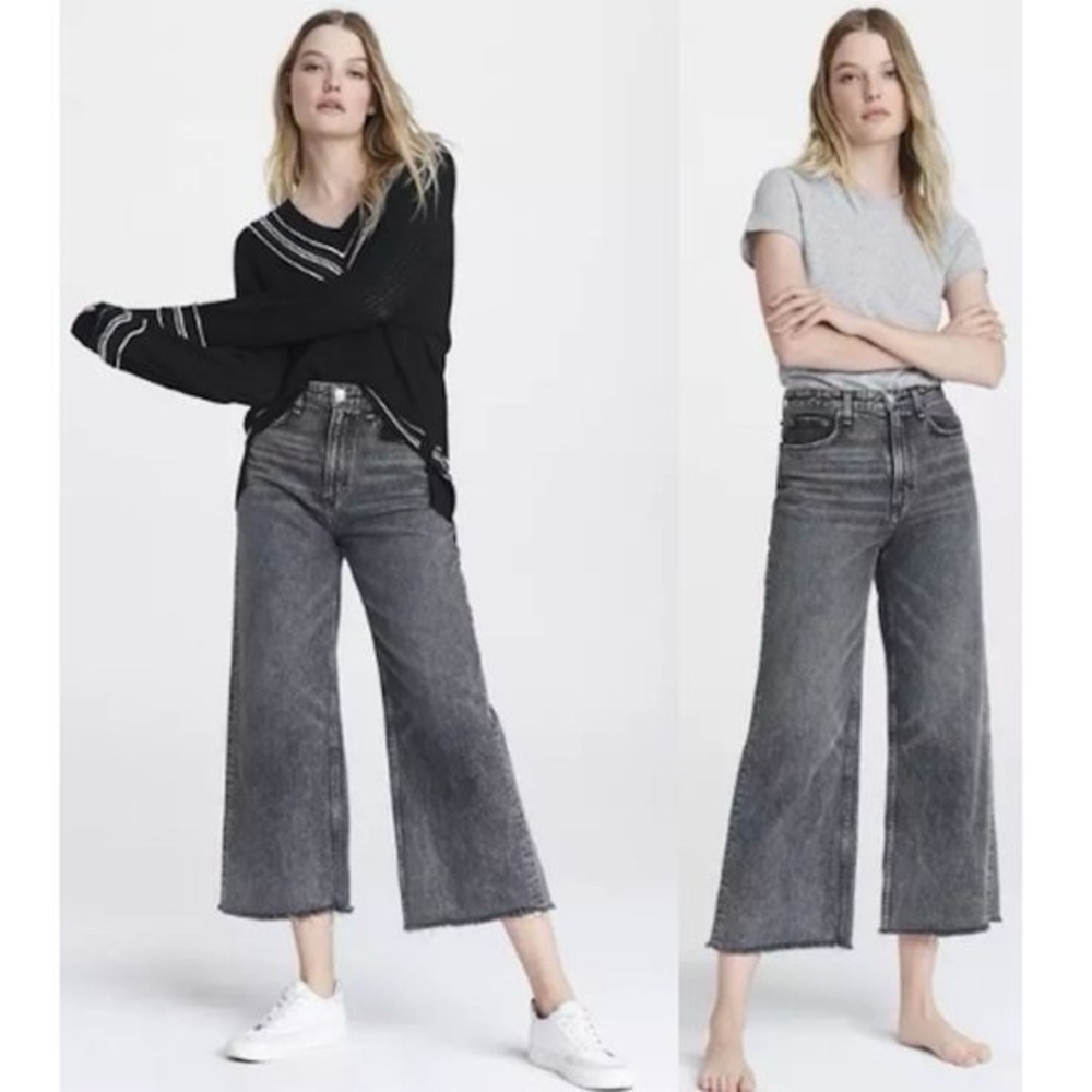 Rag & Bone Ruth Super High Rise Straight Jeans in Washed Black